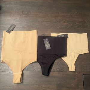 NWT Shapeware Thongs Set of 3 1 Highwaisted, 2 Midrise Tan/Black